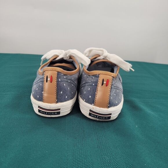 Tommy Hilfiger Women's Sneakers Tahlor, Blue Canvas, White Polka Dots, Size 6.5 - Picture 4 of 11